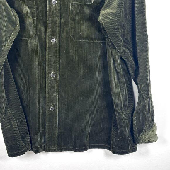 UNI QLO Corduroy Work Long-Sleeve Shirt Olive Green Size Large Pre-Loved - Picture 6 of 16